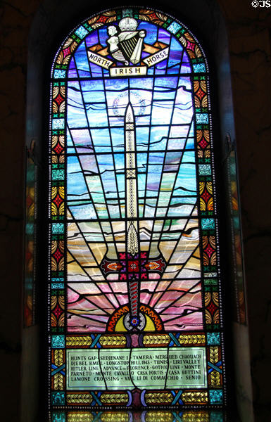 World War II North Irish Horse window (1962) by J. Calderwood at Belfast City Hall. Belfast, Northern Ireland.