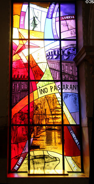 Spanish Civil War window (2015) at Belfast City Hall. Belfast, Northern Ireland.
