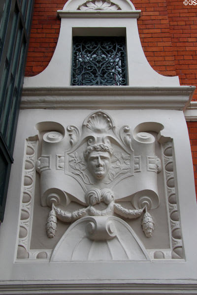Drama actor relief on Belfast Grand Opera House. Belfast, Northern Ireland.