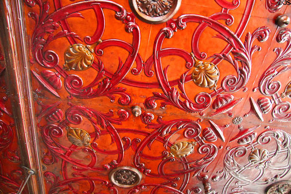 Details of tin ceiling at Crown Liquor Saloon. Belfast, Northern Ireland.