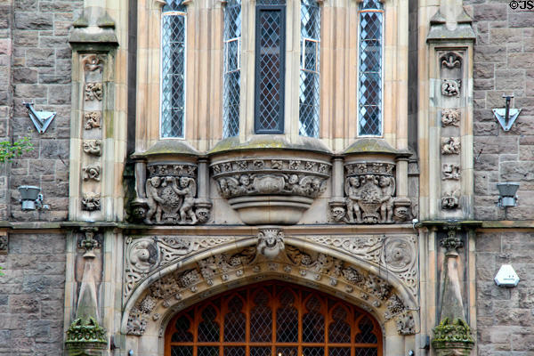 Facade carvings of Presbyterian Assembly. Belfast, Northern Ireland.