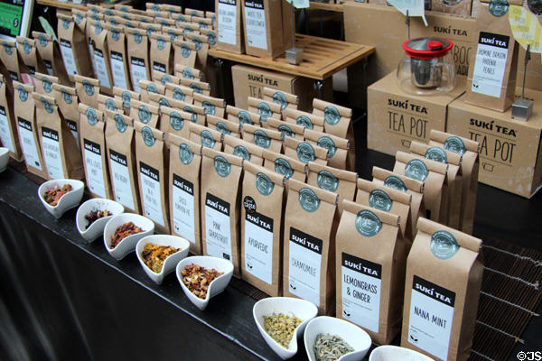 Tea stand at St George's Market. Belfast, Northern Ireland.