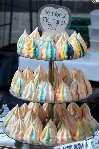 Rainbow Meringues at St George's Market. Belfast, Northern Ireland.