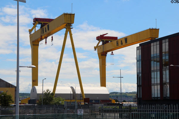 Harland & Wolff shipyard cranes Goliath (1969) & Samson (1974). Belfast, Northern Ireland.