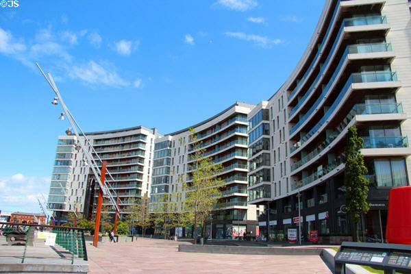Modern architecture at redeveloped Titanic Quarter. Belfast, Northern Ireland.