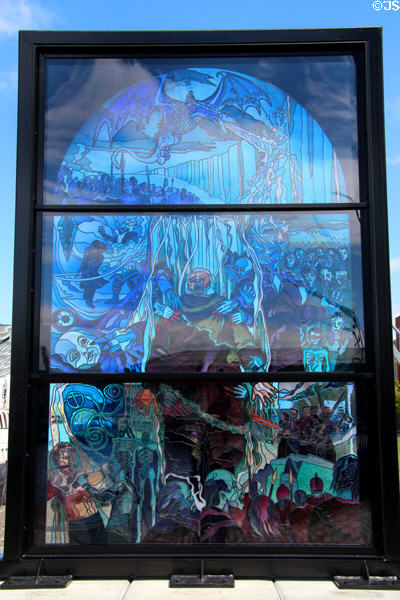 Game of Thrones - White Walker stained glass window at Titanic Quarter. Belfast, Northern Ireland.