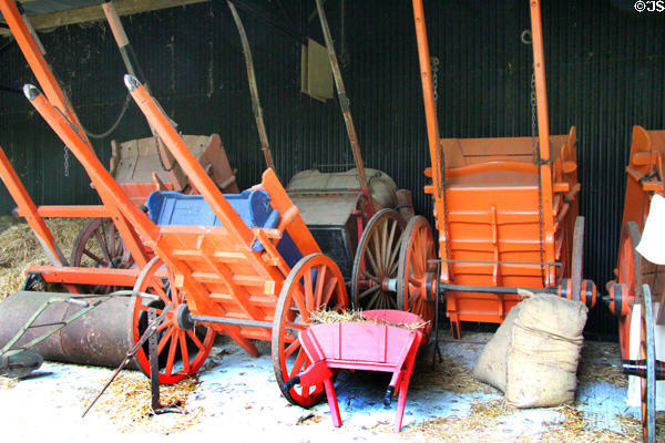 Collection of Irish carts at Ulster Folk Park. Belfast, Northern Ireland.