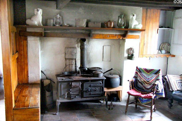 Kitchen in Drumnahunshin Farm at Ulster Folk Park. Belfast, Northern Ireland.
