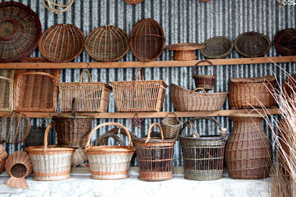 Basketmaker's Workshop baskets at Ulster Folk Park. Belfast, Northern Ireland.