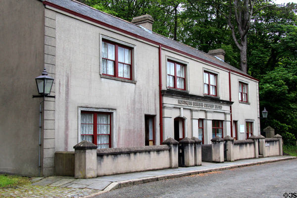 Northern Bank & Bank Manager's House (replica of 1910s) building at Ulster Folk Park. Belfast, Northern Ireland.