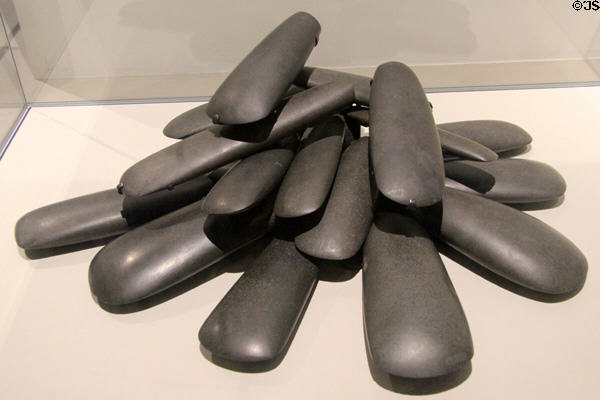Polished stone axes found in Malone Hoard in Belfast at Ulster Museum. Belfast, Northern Ireland.