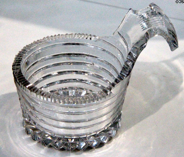 Glass piggin (19thC) possibly Waterford at Ulster Museum. Belfast, Northern Ireland.
