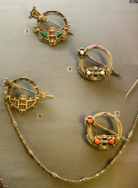 Irish brooches (mid 19thC) at Ulster Museum. Belfast, Northern Ireland.