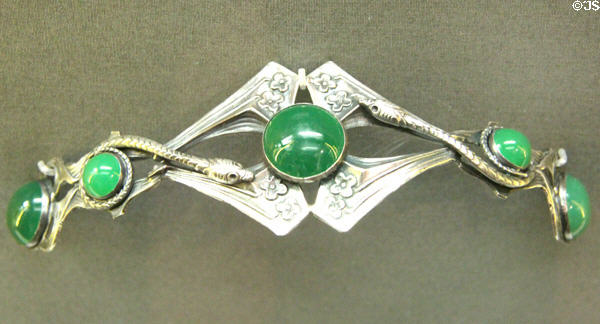 Green stone Irish head-piece (late 19th to 20thC) at Ulster Museum. Belfast, Northern Ireland.