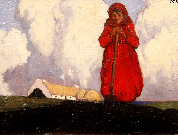 The Potato Digger painting (1912-15) by Paul Henry at Ulster Museum. Belfast, Northern Ireland.