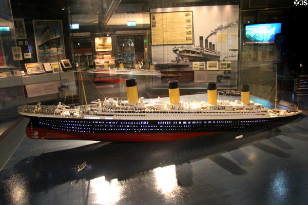 Model of sinking Titanic at Ulster Transport Museum. Belfast, Northern Ireland.