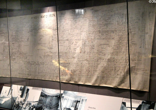 Titanic design plans at Ulster Transport Museum. Belfast, Northern Ireland.