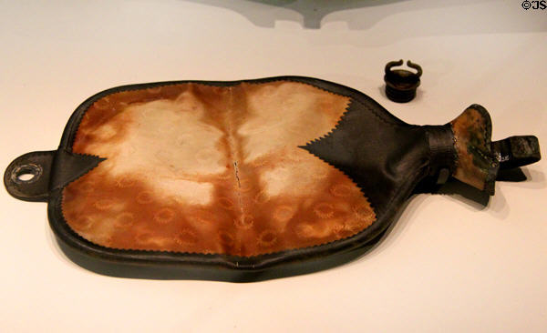 Hot water bottle salvaged from wreck of Titanic at Ulster Transport Museum. Belfast, Northern Ireland.