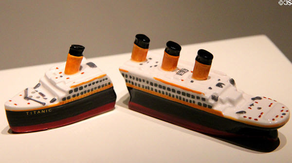 Souvenir Titanic model ship broken in two parts at Ulster Transport Museum. Belfast, Northern Ireland.
