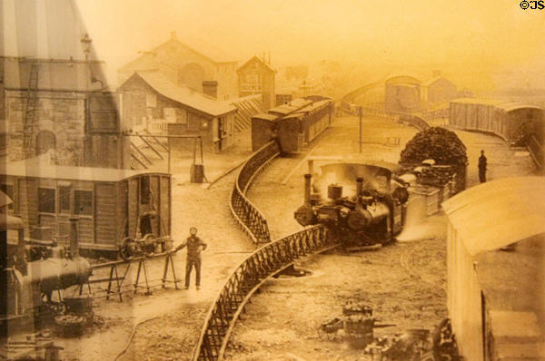 Photo of Listowel & Ballybunion monorail railway in Kerry (1888-1924) designed by Francois Lartique of France at Ulster Transport Museum. Belfast, Northern Ireland.