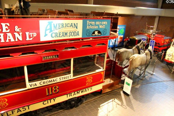 Belfast Street Tramway Co. horse-drawn tram 118 (c1887) at Ulster Transport Museum. Belfast, Northern Ireland.
