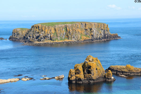 Islands near Carrick-a-Rede Rope Bridge on Antrim Coast. Northern Ireland.