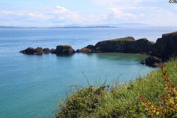 Coastline at Carrick-a-Rede Rope Bridge on Antrim Coast. Northern Ireland.