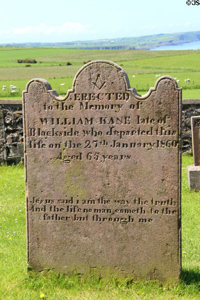 Gravestone (1860) at Ballintoy Parish Church. Ballintoy, Northern Ireland.