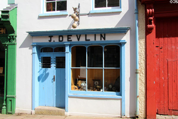 J Devlin Pawnbroker on Shipbuoy Street at Ulster American Folk Park. Omagh, Northern Ireland.