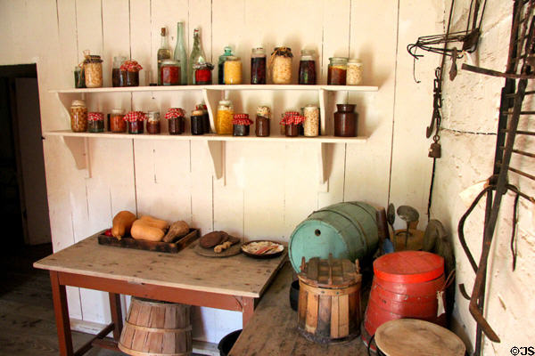 Storage room in Pennsylvania Log Farmhouse at Ulster American Folk Park. Omagh, Northern Ireland.