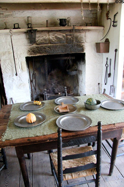 Kitchen fireplace in West Virginia McCallister House at Ulster American Folk Park. Omagh, Northern Ireland.