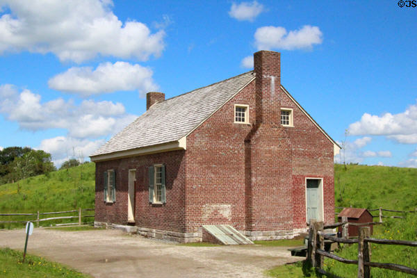 Early American brick house at Ulster American Folk Park. Omagh, Northern Ireland.