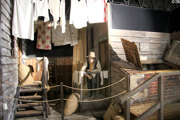 Replica of slum of New York's Irish 'Bloody Sixth' ward based on 1880s photos by Jacob August Riis at Ulster American Folk Park. Omagh, Northern Ireland.