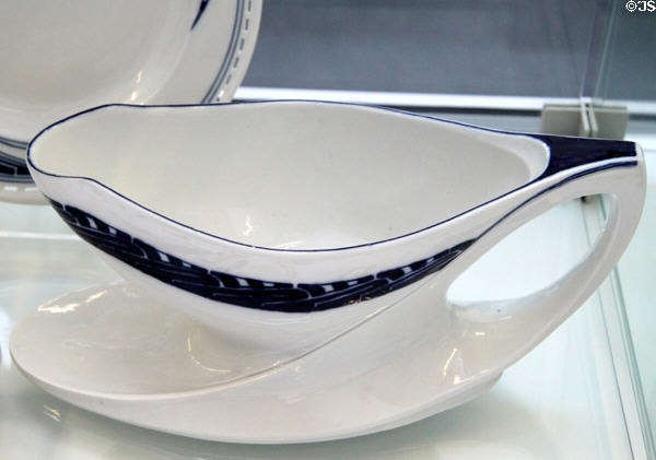 Meissen porcelain gravy boat (19033-4) by Henry van de Velde at British Museum. London, United Kingdom.