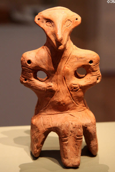 Late Neolithic fired clay seated figurine (c4500-4000 BCE) from Vinča, Serbia at British Museum. London, United Kingdom.