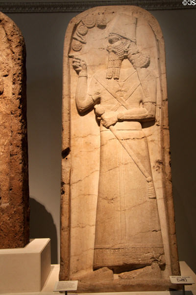 Assyrian stela of Shamshi-Adad V (c814 BCE) from Temple of Nabu from Nimrud at British Museum. London, United Kingdom.