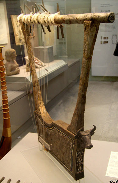 Silver Lyre (c2500 BCE) from Sumerian city of Ur at British Museum. London, United Kingdom.