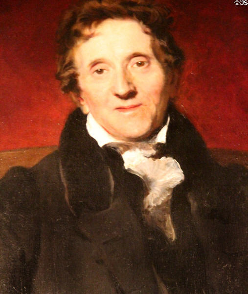 Facial detail of Sir John Soane, aged 76 portrait (1828-9) by Sir Thomas Lawrence at Sir John Soane's Museum. London, United Kingdom.
