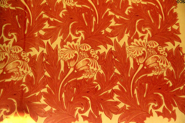 Tulip printed cotton (designed 1875) by William Morris & printed by Thomas Wardle at Morris Gallery. London, United Kingdom.