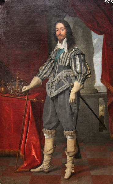 King Charles I (b1600 r1625-49 executed at start of Civil War) portrait (1631) by Daniel Mytens at National Portrait Gallery. London, United Kingdom.