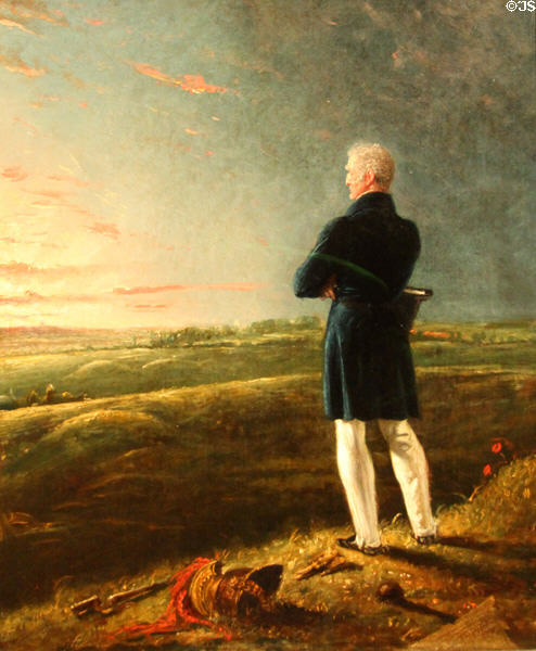 Duke of Wellington surveying field at Waterloo painting (1830) by Benjamin Robert Haydon at National Portrait Gallery. London, United Kingdom.