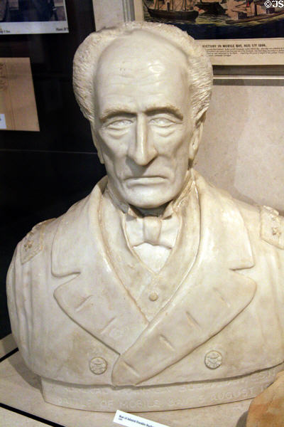 Bust of Confederate Admiral Franklin Buchanan who commanded the ironclad CSS Virginia at Mobile Museum. Mobile, AL.