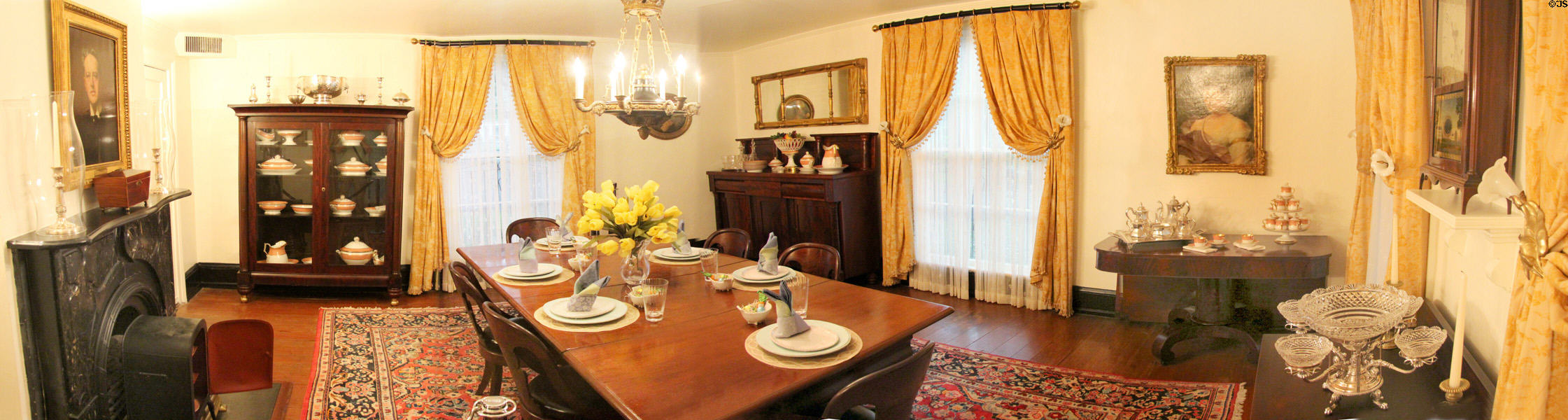 Dining room panorama at Oakleigh Plantation. Mobile, AL.