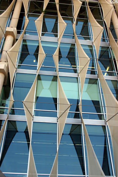 Sails to shade windows of Phoenix Central Library. Phoenix, AZ.