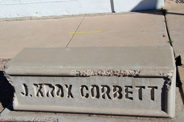 Carriage step at curb of J. Knox Corbett House at Tucson Museum of Art. Tucson, AZ.