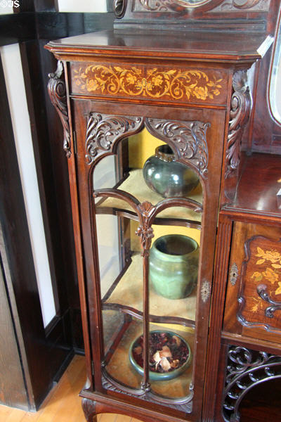 Details of Gilded Age display cabinet in Corbett House at Tucson Museum of Art. Tucson, AZ.
