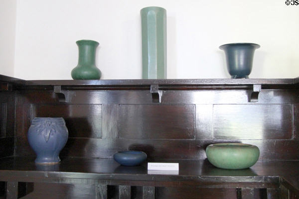Collection of Arts & Crafts era pottery in Corbett House at Tucson Museum of Art. Tucson, AZ.