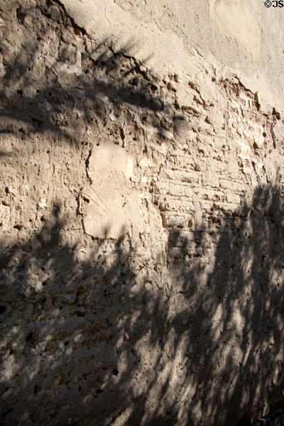 La Casa Cordova adobe brick wall at Tucson Museum of Art. Tucson, AZ.