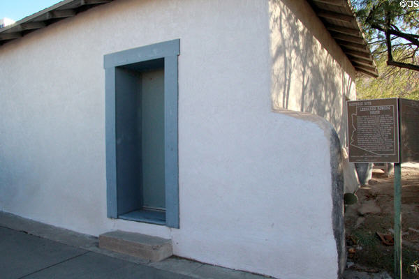 Romero House (c1860) which includes section of original Presidio wall on campus of Tucson Museum of Art. Tucson, AZ.