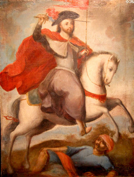St James the Moor slayer painting (19thC) by unknown artist, Mexico at Tucson Museum of Art. Tucson, AZ.